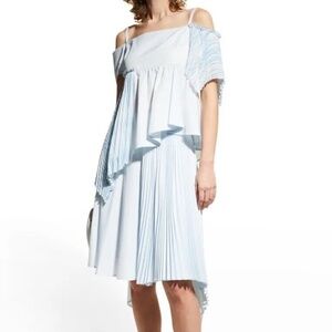 ADEAM Palm Tree Pleated Asymmetric Skirt 8 in blue